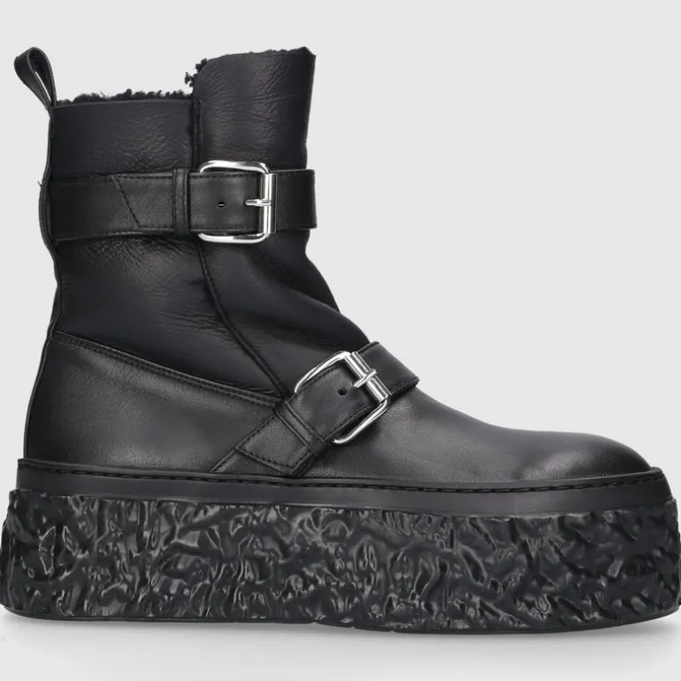 AGL Attilio Giusti Leombruni Damen Plateaustiefeletten D776507 Kalbsleder schwarz