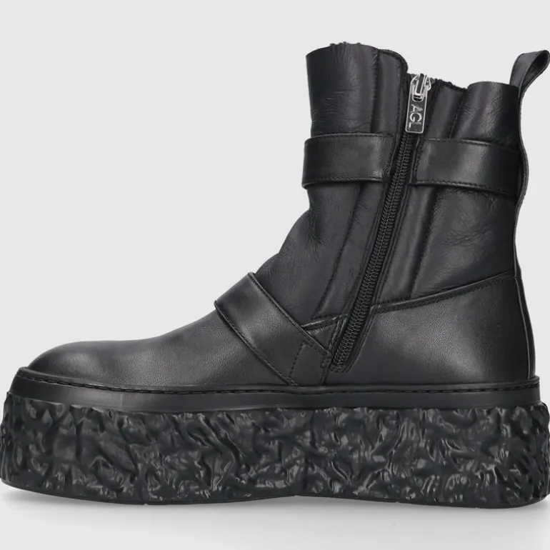 AGL Attilio Giusti Leombruni Damen Plateaustiefeletten D776507 Kalbsleder schwarz