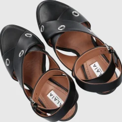 Azzedine Alaïa Damen Plateausandalen 3S070 Kalbsleder