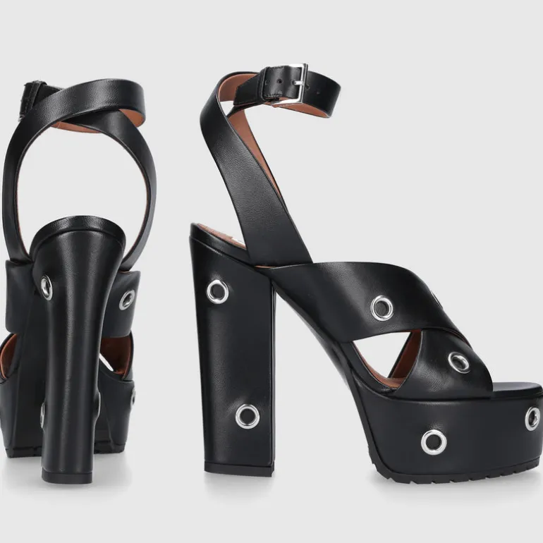 Azzedine Alaïa Damen Plateausandalen 3S070 Kalbsleder