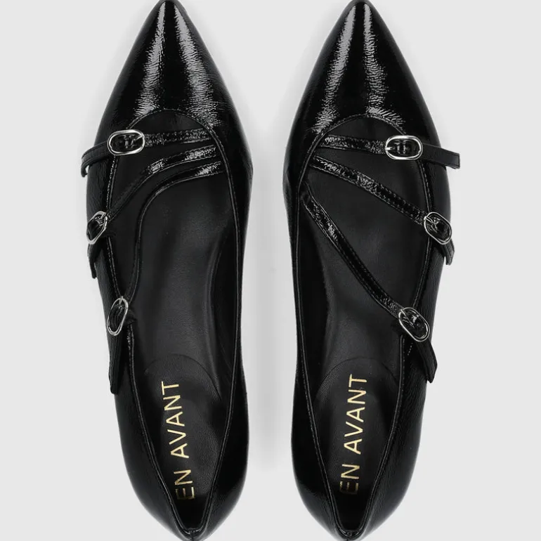 EN AVANT Damen Ballerinas BL2403 Nappalackleder schwarz
