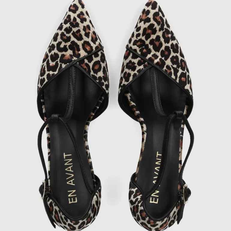 EN AVANT Damen Pumps DE2413 Samt Leomuster