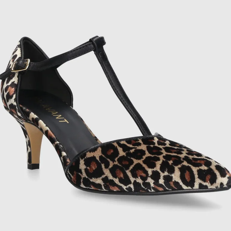 EN AVANT Damen Pumps DE2413 Samt Leomuster