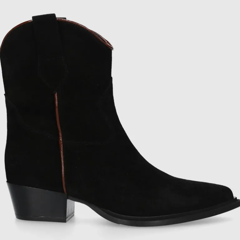 EN AVANT Damen Stiefeletten 3901 Veloursleder schwarz-kombi