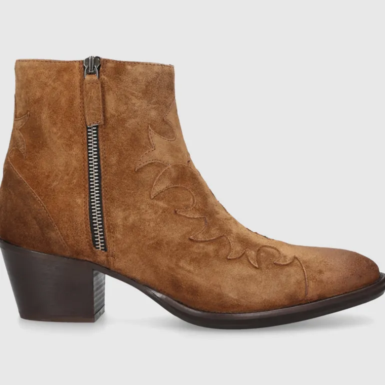 EN AVANT Damen Stiefeletten 702-17 Veloursleder cognac