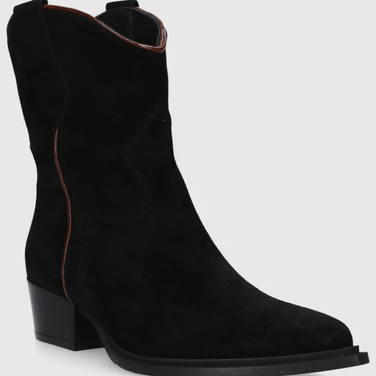 EN AVANT Damen Stiefeletten 3901 Veloursleder schwarz-kombi