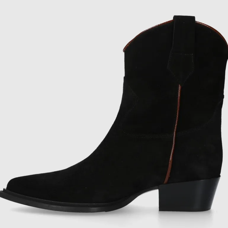 EN AVANT Damen Stiefeletten 3901 Veloursleder schwarz-kombi