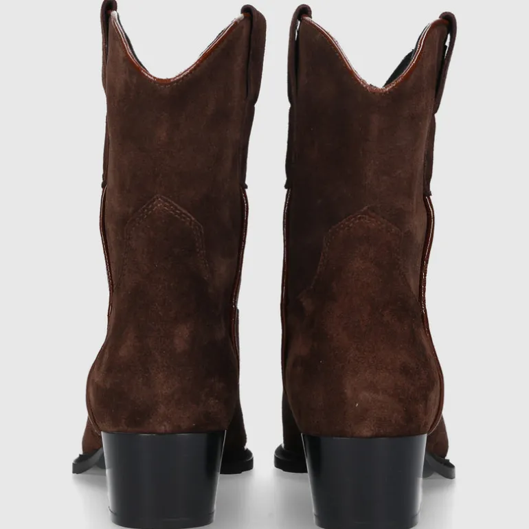 EN AVANT Damen Stiefeletten 3901 Veloursleder braun-kombi