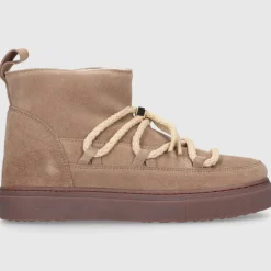 INUIKII Damen Stiefeletten CLASSIC LOW Veloursleder beige