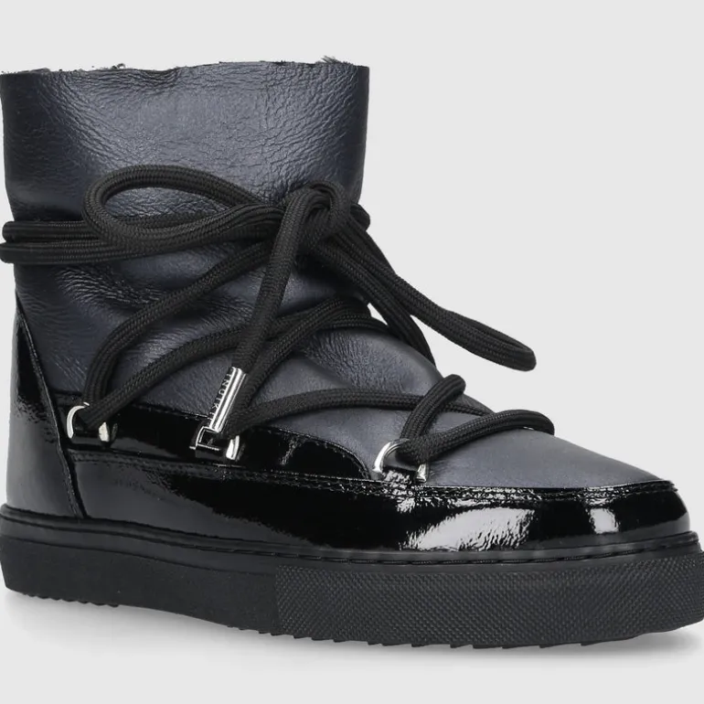 INUIKII Damen Stiefeletten GLOSS Kalbslackleder schwarz