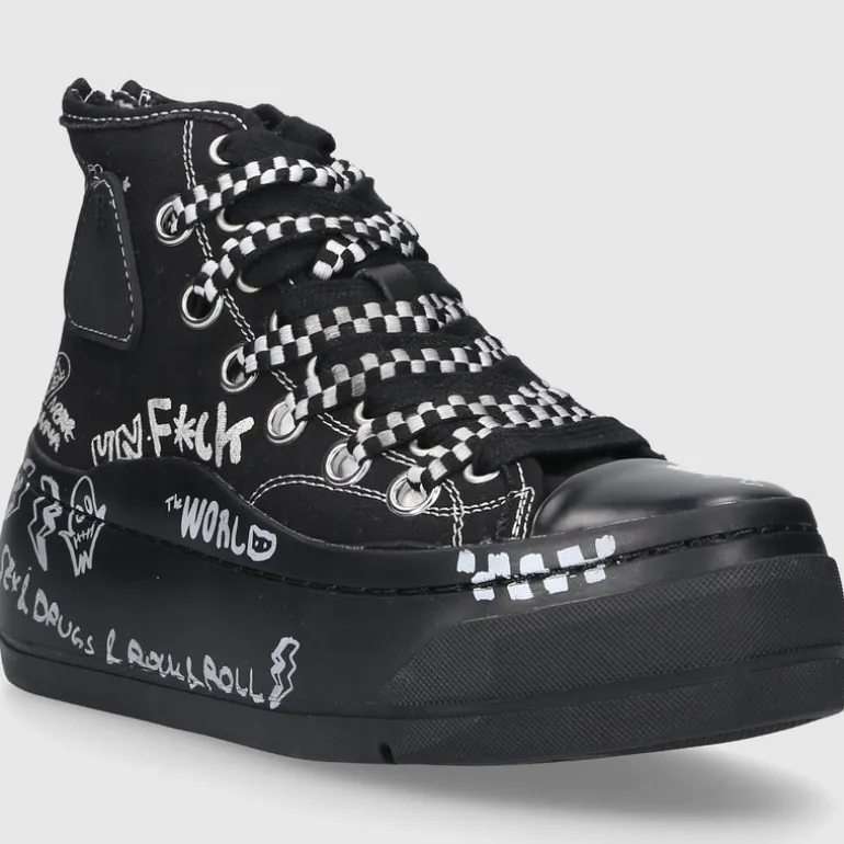 R13 Damen Sneaker high KURT Canvas schwarz