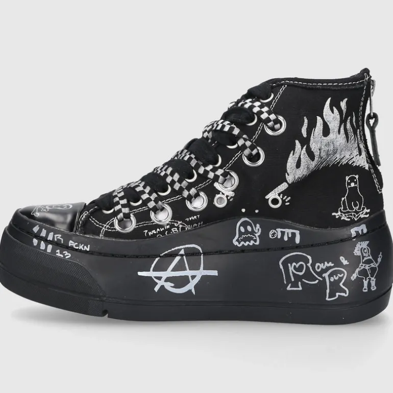 R13 Damen Sneaker high KURT Canvas schwarz