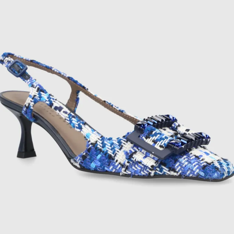 Roberto Festa Damen Slingpumps ATENA Baumwolle blau-kombi