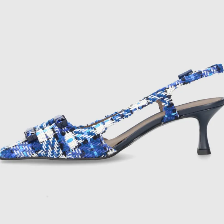 Roberto Festa Damen Slingpumps ATENA Baumwolle blau-kombi