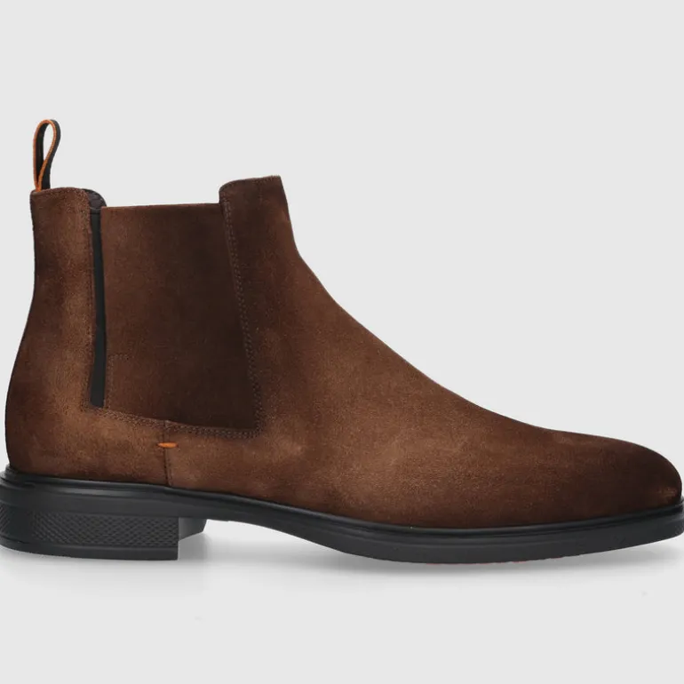 Santoni Herren Stiefeletten 18937 Veloursleder braun