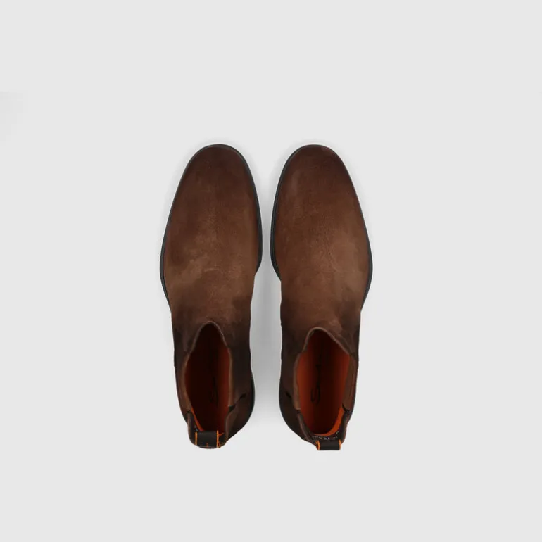 Santoni Herren Stiefeletten 18937 Veloursleder braun