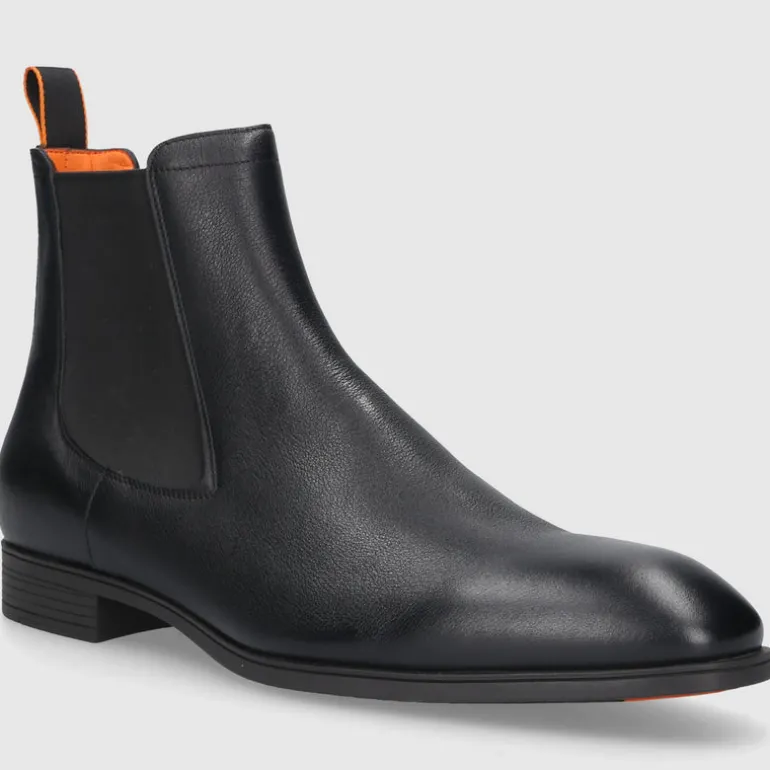 Santoni Herren Stiefeletten 13414 Kalbsleder schwarz
