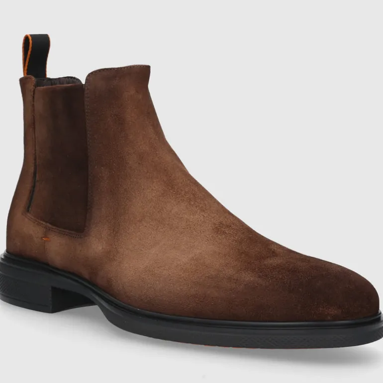 Santoni Herren Stiefeletten 18937 Veloursleder braun