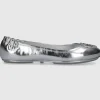 Tory Burch Damen Ballerinas 165361 Kalbsleder silber