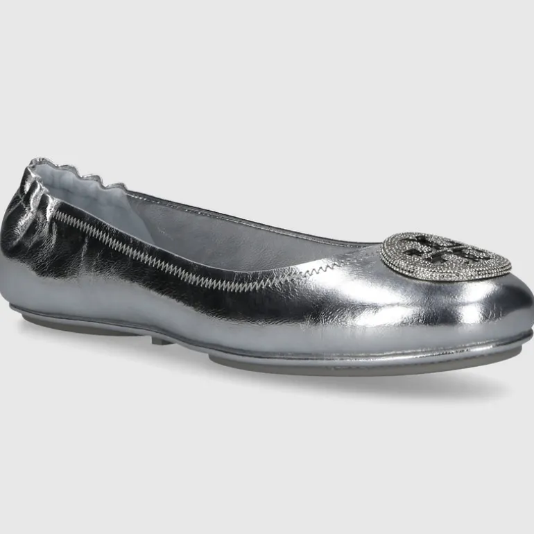 Tory Burch Damen Ballerinas 165361 Kalbsleder silber