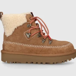 UGG Damen .Stiefeletten CLASSIC ALPINE LACE-UP Veloursleder braun-kombi