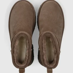 UGG Damen Stiefeletten CLASSIC ULTRA MINI NEW HEIGHTS Veloursleder dunkelbraun