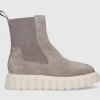 VOILE BLANCHE Damen Stiefeletten GRENELLE Veloursleder grau-kombi