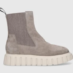 VOILE BLANCHE Damen Stiefeletten GRENELLE Veloursleder grau-kombi
