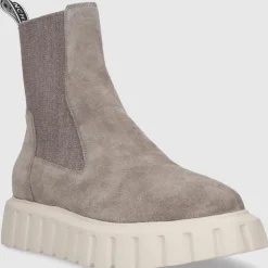 VOILE BLANCHE Damen Stiefeletten GRENELLE Veloursleder grau-kombi