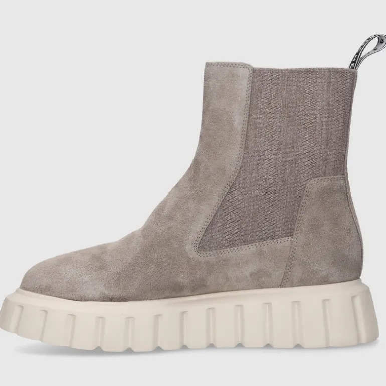 VOILE BLANCHE Damen Stiefeletten GRENELLE Veloursleder grau-kombi